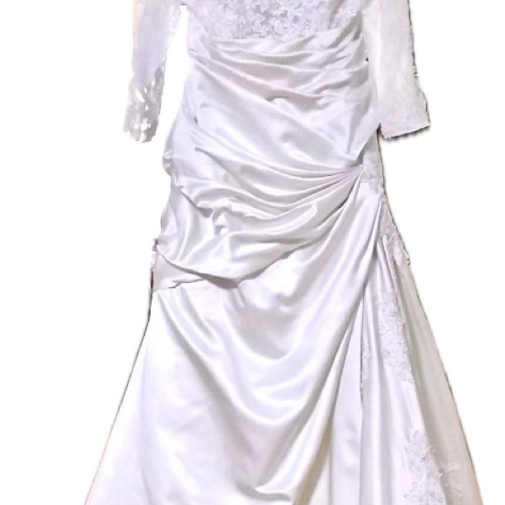 Allure Bridals Elegant White Satin Wedding Gown